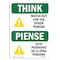 Signmission OSHA THINK Sign, Watch Out For The Other Person Bilingual, 7in X 5in Decal, 5" W, 7" L, Landscape OS-TS-D-57-L-11889 - alternate 1